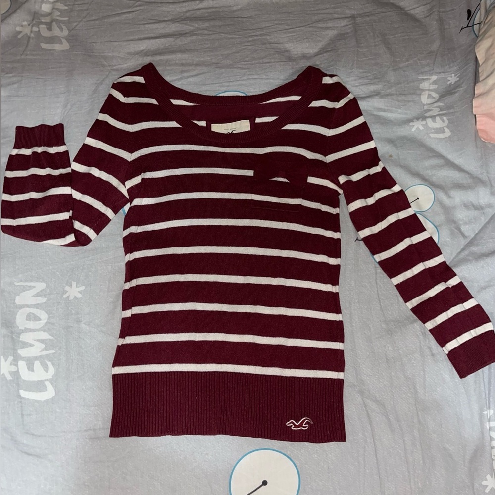 Hollister Maroon Striped Knit Top